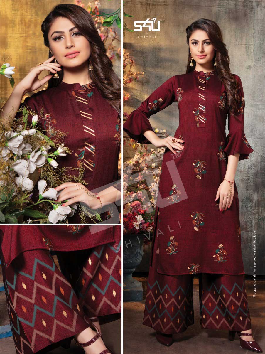 S4U Womaniya Vol -14 Cotton Silk Kurti With Palazzo S4U Womaniya Vol -14 Cotton Silk Kurti With Palazzo